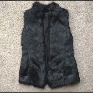 White House Black Market Black Faux Fur Vest